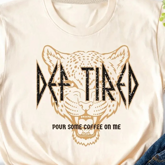 Cream DEF (Leppard) TIRED Graphic Tee Small - Picture 2 of 4